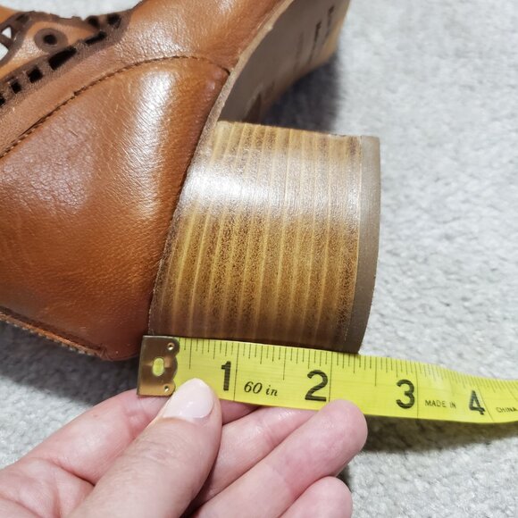 RON WHITE Italian Laser Cut-Out Peep Toe Ankle Booties Boots Brown Women's 39, 8 - Picture 11 of 11